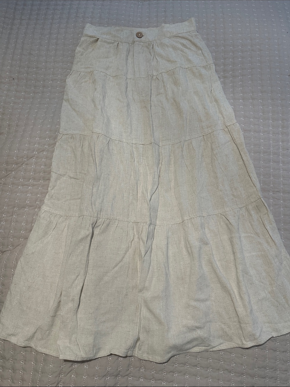 Khakis colored Tiered Maxi Skirt